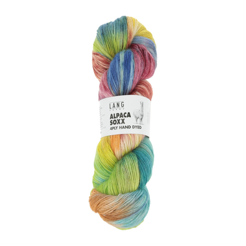 LANG Alpaca Soxx 4-fach/4-ply Hand Dyed 002 turquise/jaune/rouge