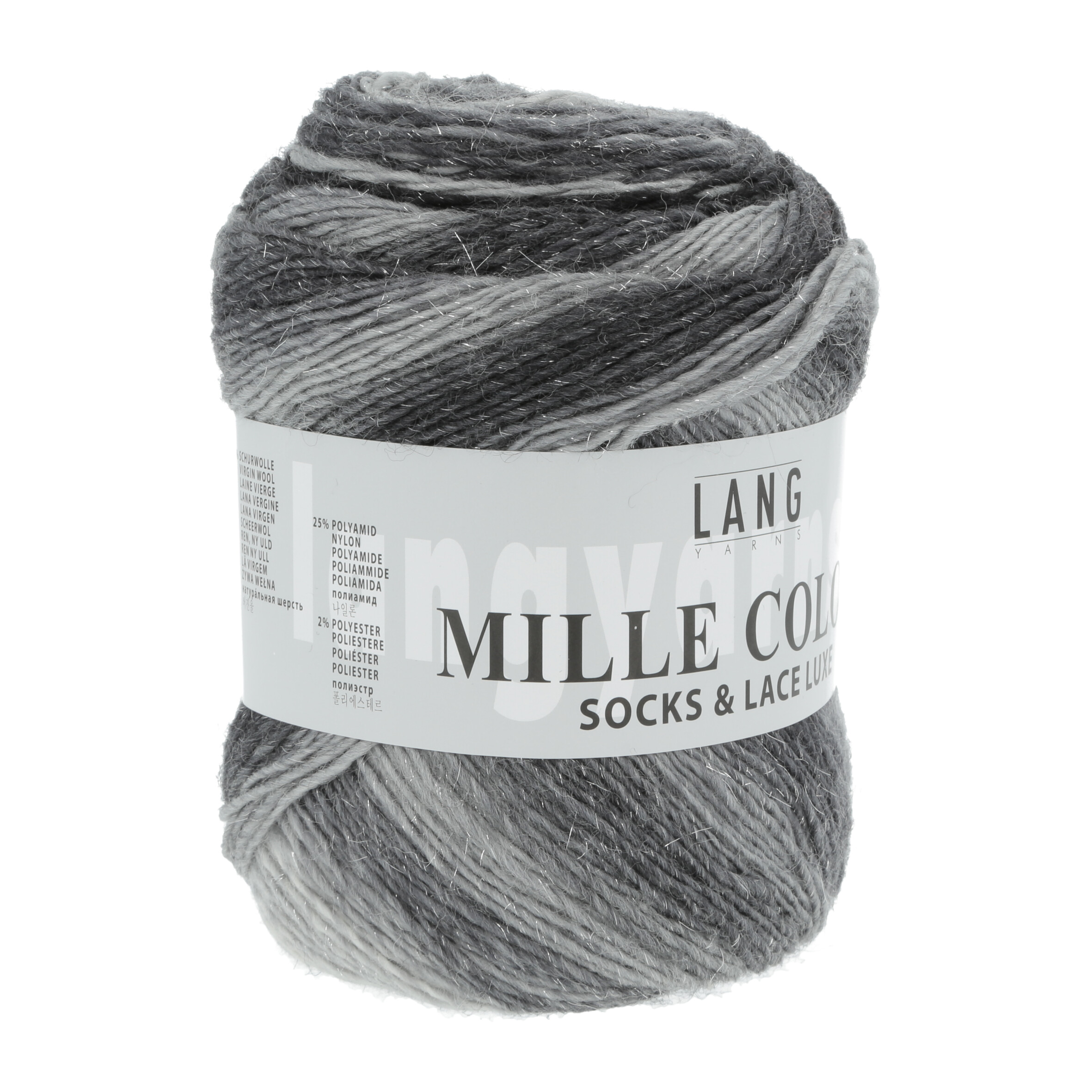 LANG Mille Colori Socks & Lace Luxe 003 hellgrau/anthrazit-silber